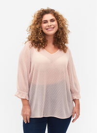 FLASH - bluse med 3/4-ermer og strukturmønster, Adobe Rose, Model