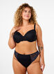 Mikrofiber-G-string med blonder, Black w Blue, Model image number 0