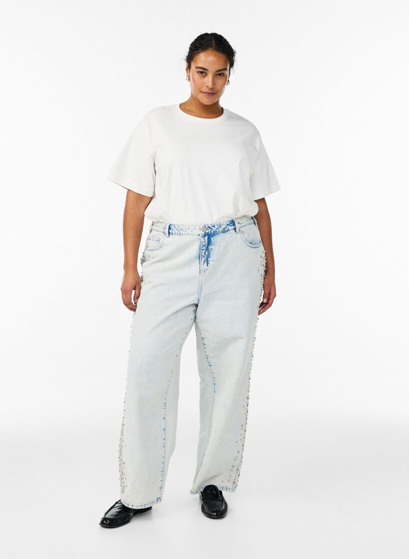 Kiana jeans med dekorative detaljer langs sidene, Bl&aring;, Model image number 0