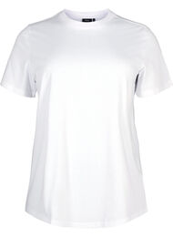 Basic T-skjorte i bomull med rund hals, Bright White