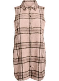 Lang rutete vest i børstet kvalitet, Beige