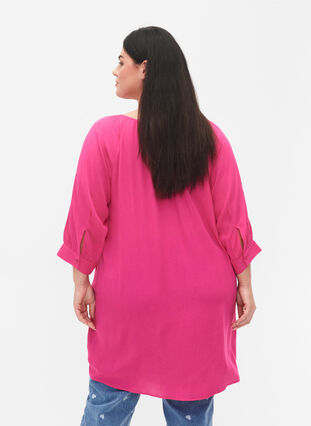 Tunika i viskose med 3/4-ermer, Beetroot Purple, Model image number 1