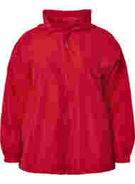 Kort jakke med hette og justerbar bunn, Tango Red