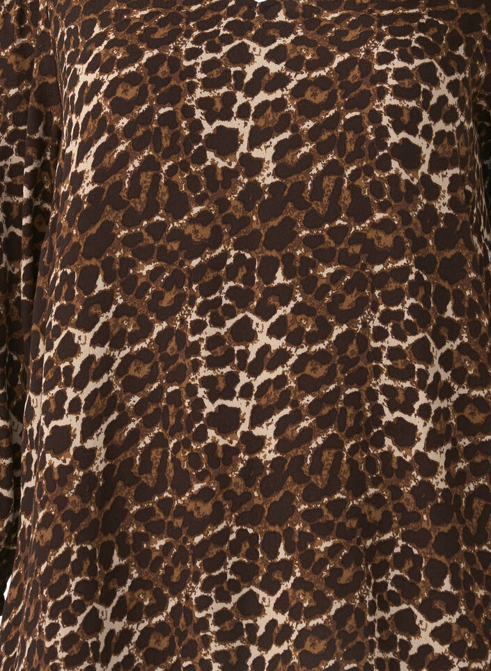 Bluse med leopardmønster og 3/4-ermer, Leo AOP, Packshot image number 2