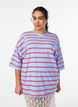 Oversized T-skjorte med striper og 1/2 ermer, Bl&aring;, Model image number 0