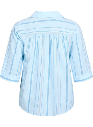 Zizzi Bluse med krage og 3/4 ermer, Blå, Packshot image number 1