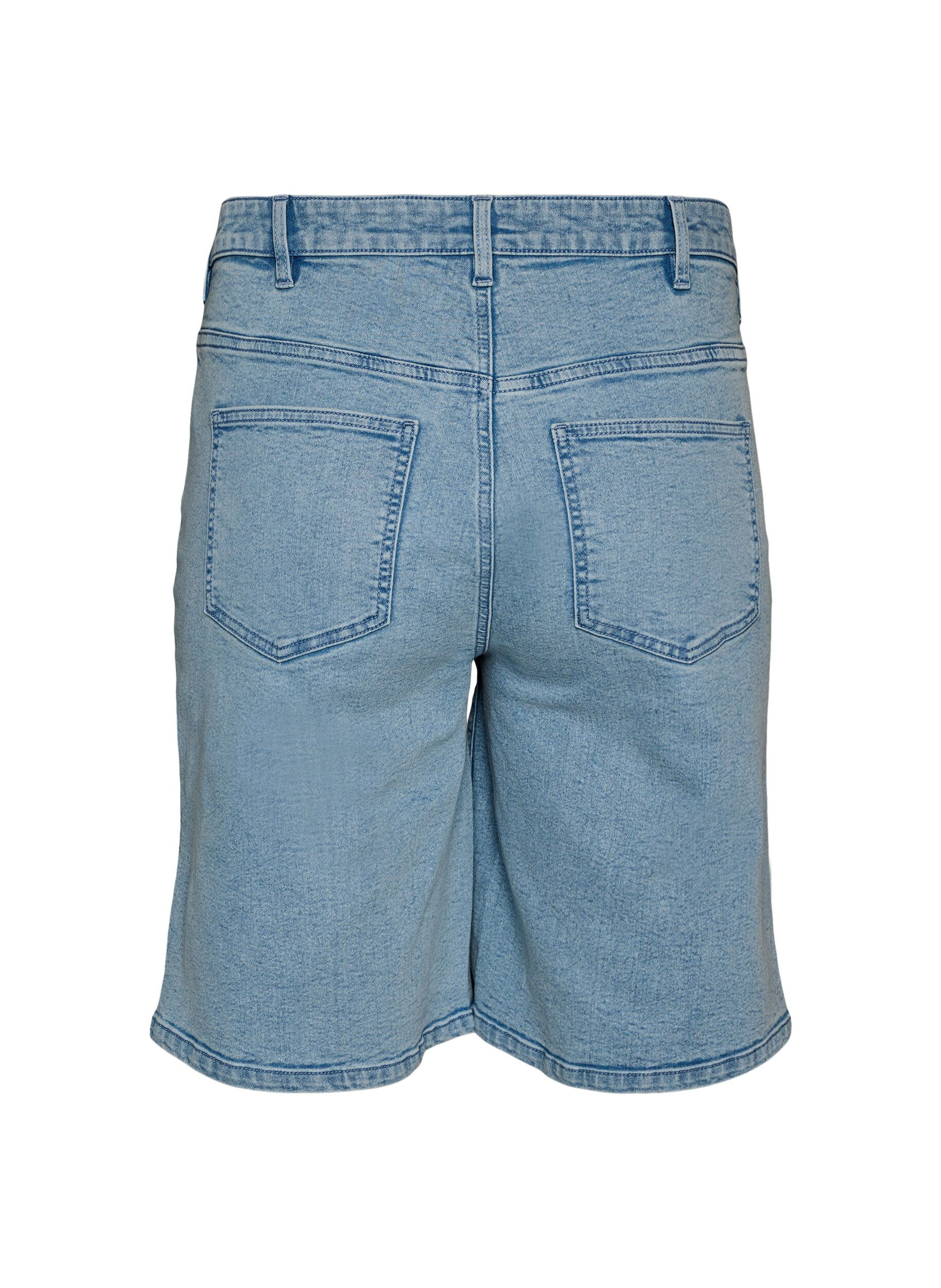 Zizzi L&oslash;se denimshorts med h&oslash;y midje, Bl&aring;, Packshot image number 1