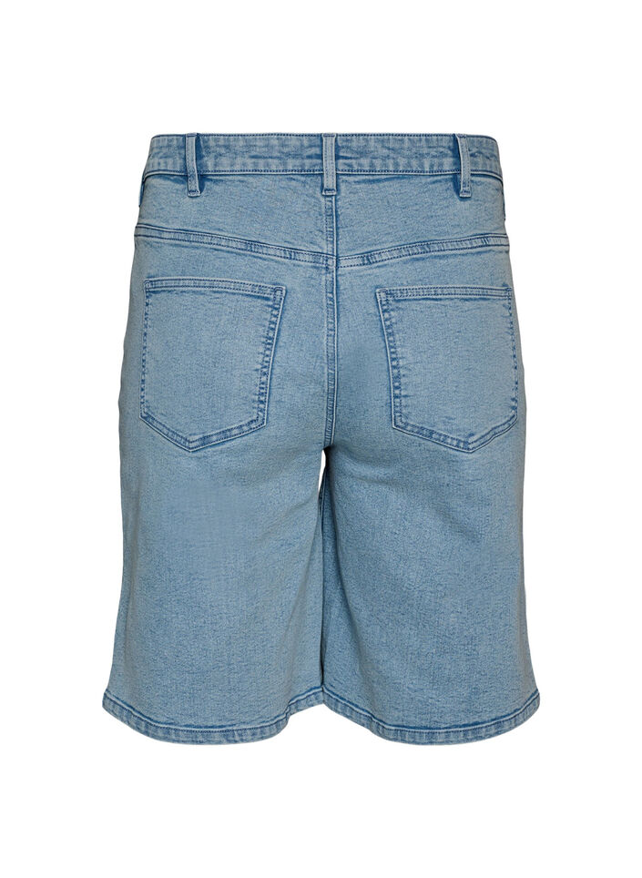 L&oslash;se denimshorts med h&oslash;y midje, Bl&aring;, Packshot image number 1