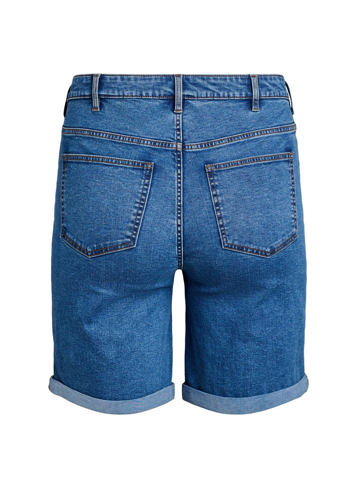 Tettsittende denimshorts med høy midje, Blå, Packshot image number 1
