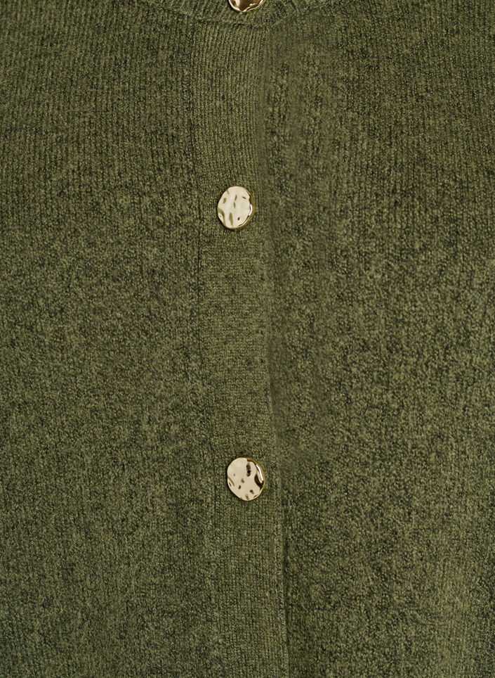 Cardigan i myk strikk med gullfargede knapper, Gr&oslash;nn, Packshot image number 2