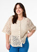 Heklet cardigan med korte ermer, Beige, Model image number 0