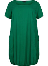 Kortermet kjole i bomull, Verdant Green