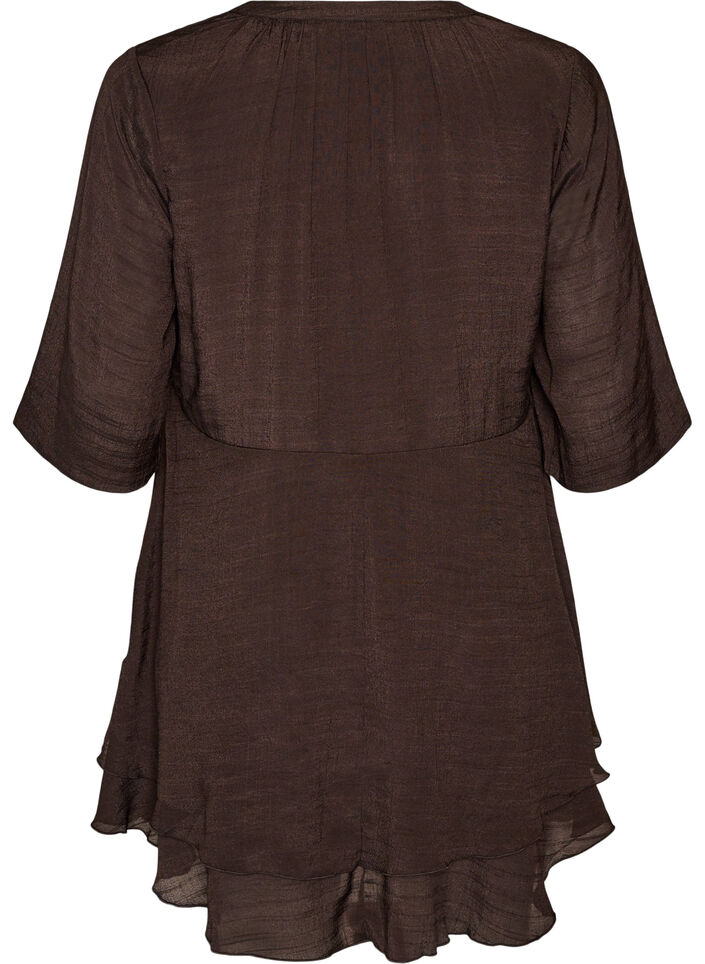 A-formet kjole med lagdelte volanger, Brun, Packshot image number 1
