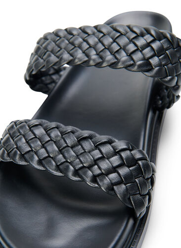 Wide fit sandaler av skinn, Black, Packshot image number 2