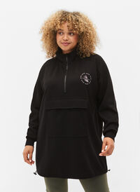 Lang genser med lomme og glidelås, Black, Model
