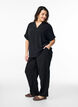L&oslash;s bluse med korte ermer, Svart, Model image number 1