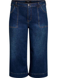 Denimknickers med vide ben, Dark Blue Denim
