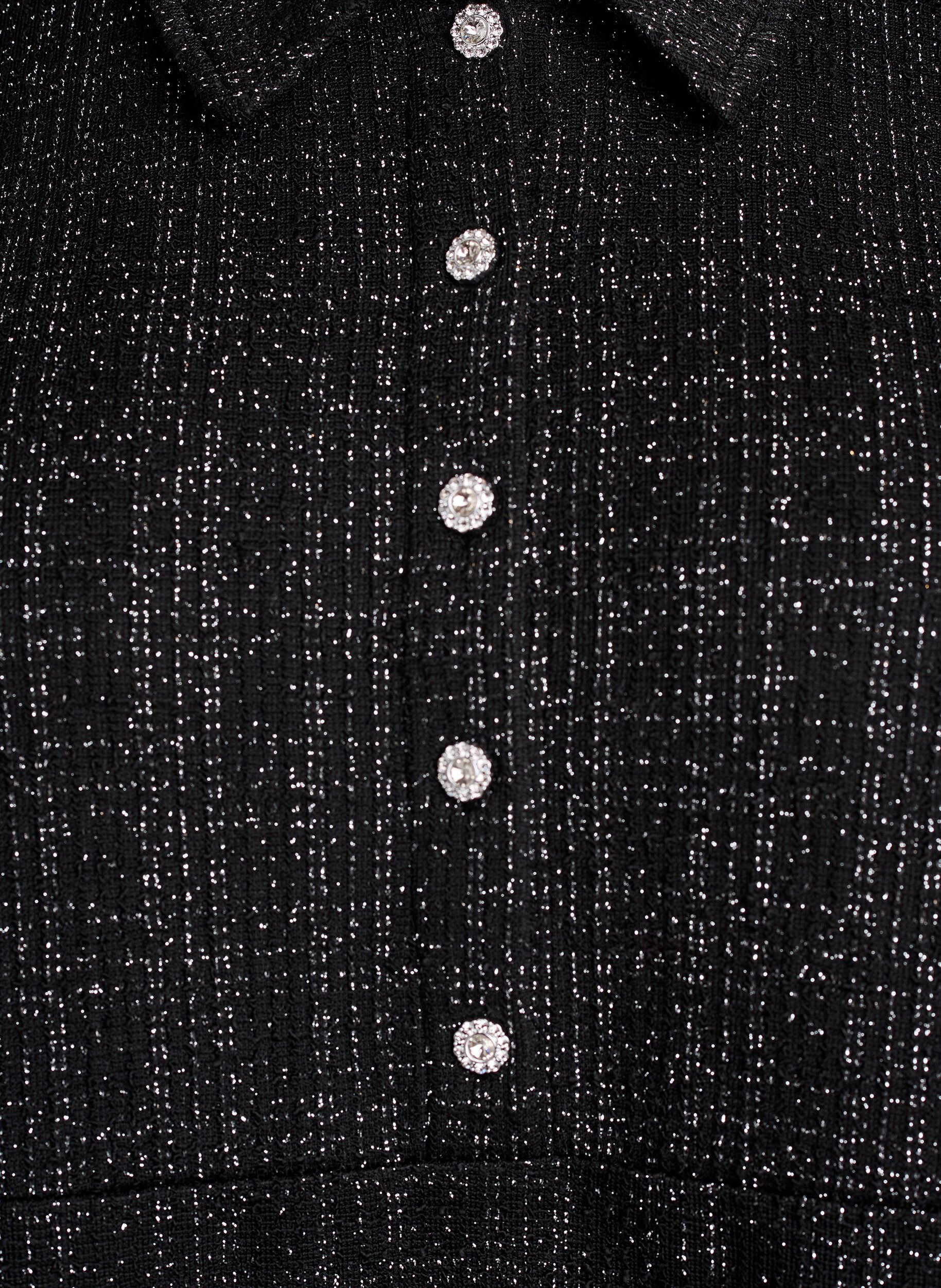 ZizziKort boucl&eacute; kjole med dekorative knapper, Svart, Packshot image number 2