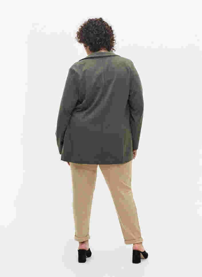 Melerte bukser med knyting og lommer, Beige Melange, Model image number 1