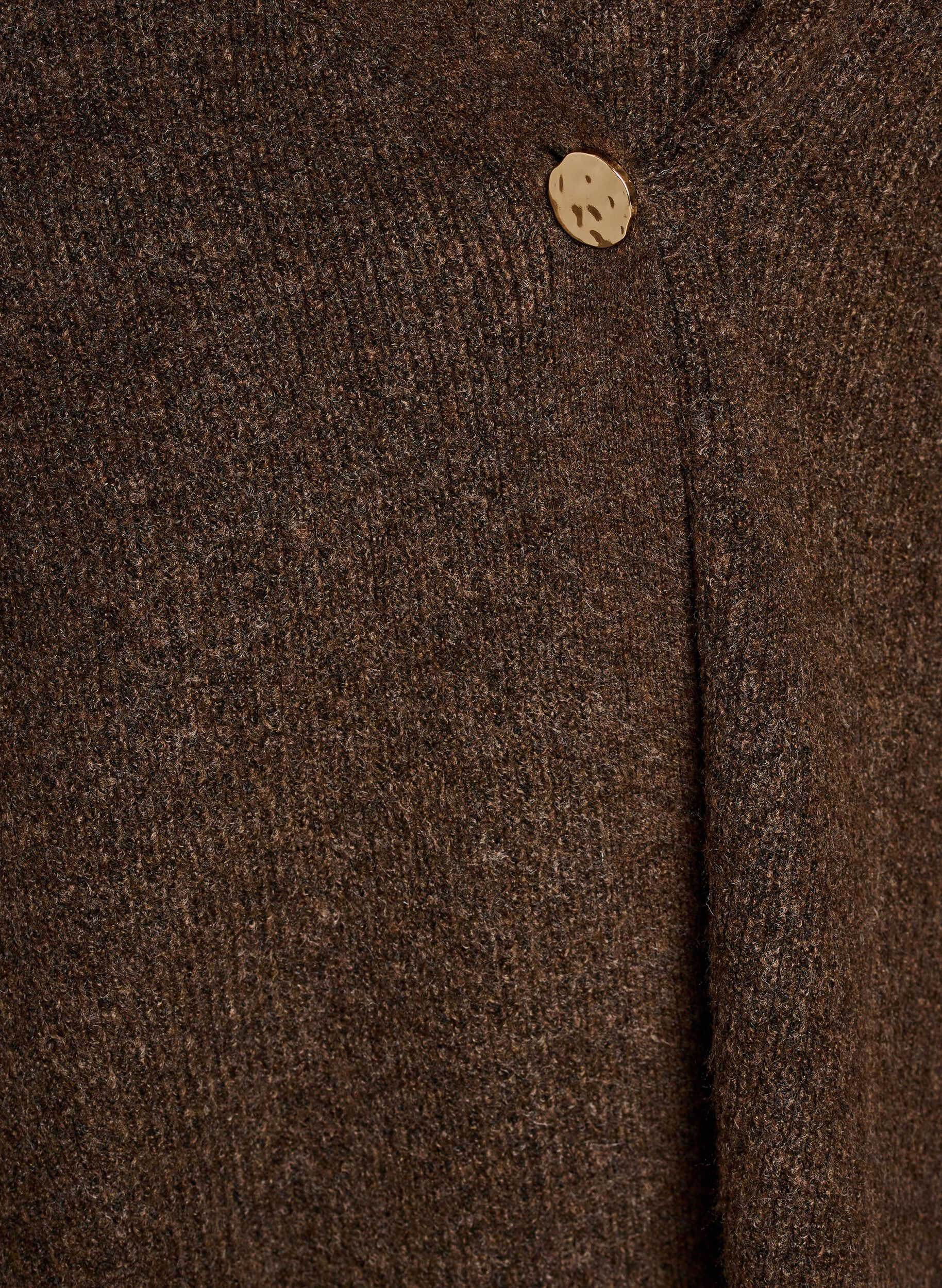 ZizziStrikket cardigan med asymmetrisk lukking, Brun, Packshot image number 2