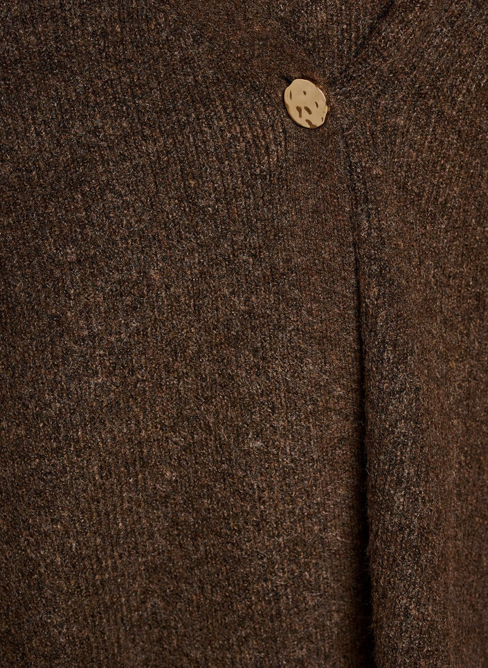 Strikket cardigan med asymmetrisk lukking, Brun, Packshot image number 2