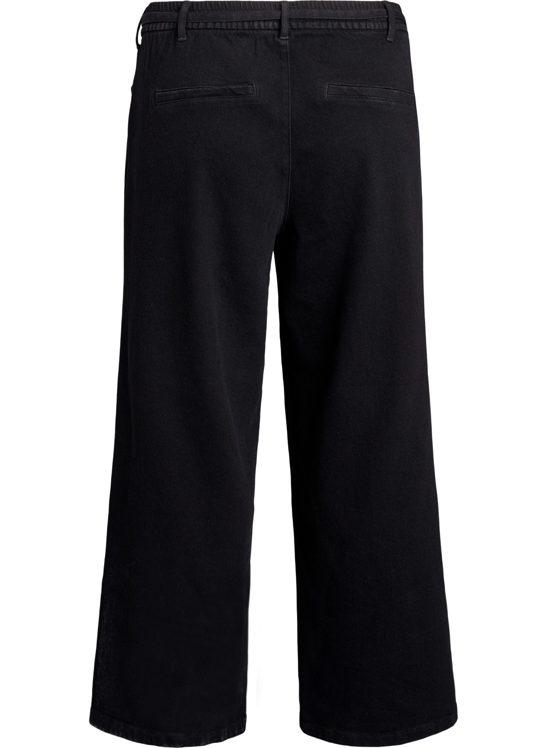 ZizziLoose fit-jeans med elastisk linning og sn&oslash;ring, Svart, Packshot image number 1