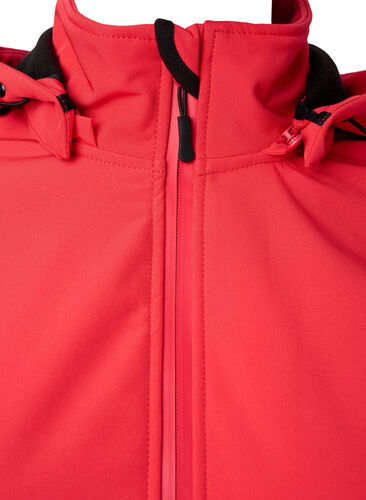 Softshelljakke med avtagbar hette, Poppy Red, Packshot image number 2