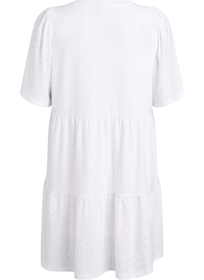 Kort kjole med blondem&oslash;nster og lagdelt skj&oslash;rt, Hvit, Packshot image number 1