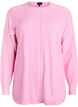 Strikkebluse med rund hals og strikket m&oslash;nster, Rosa, Packshot image number 0