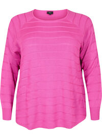 Strikket bluse med tone-i-tone striper