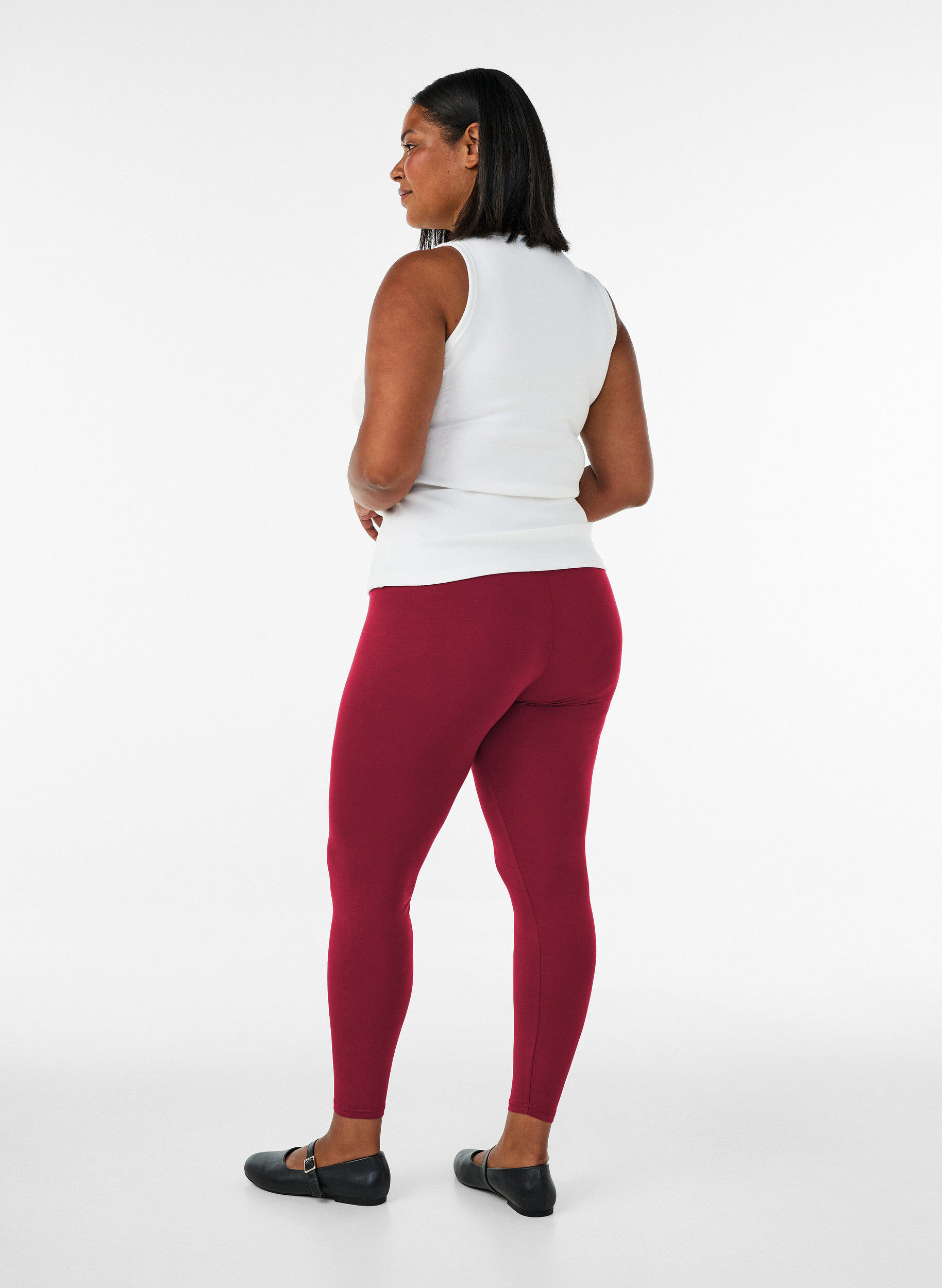 ZizziBasis leggings i viskose, R&oslash;d, Model image number 2