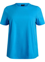 Basic T-skjorte i bomull med rund hals, Malibu Blue