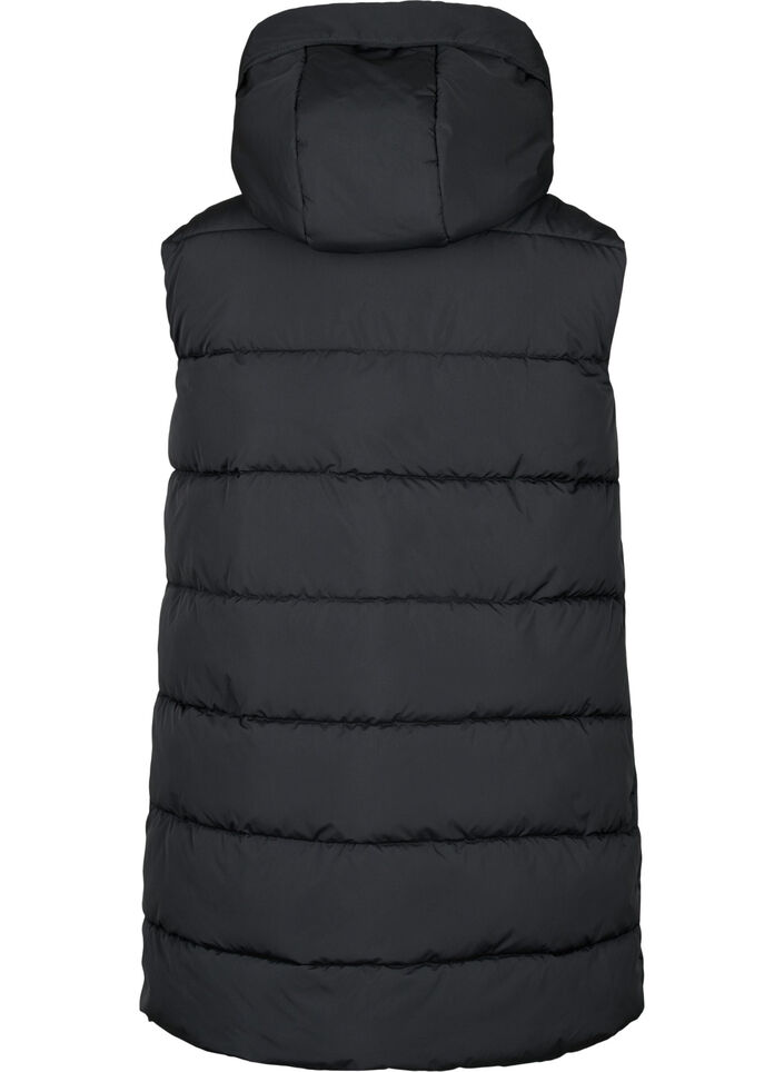 Lang vest med hette og lommer, Svart, Packshot image number 1
