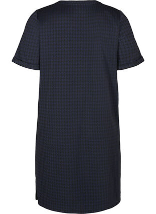 Rutete kjole med korte ermer, Navy, Packshot image number 1