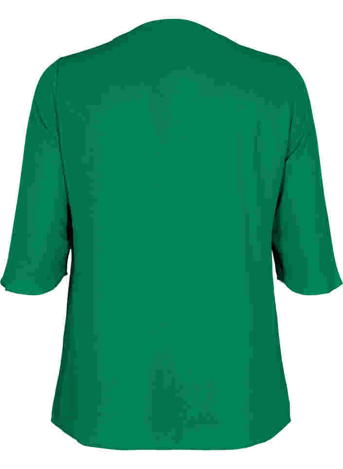Bluse med 3/4 ermer og V-hals, Jolly Green, Packshot image number 1