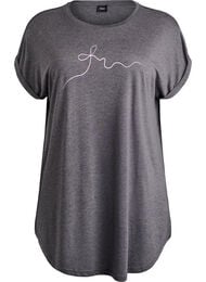 Nattkjole med korte ermer og tekstprint, Svart