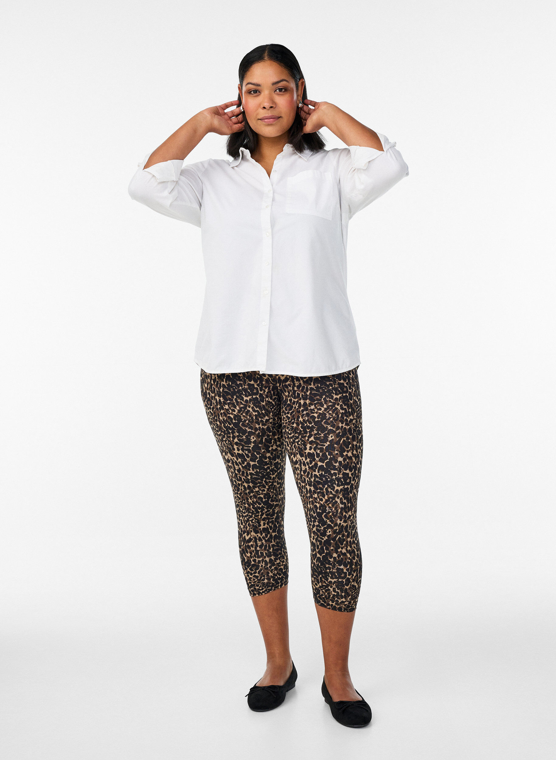 Zizzi 2-pakning 3/4-lengde leggings, Svart, Model image number 1