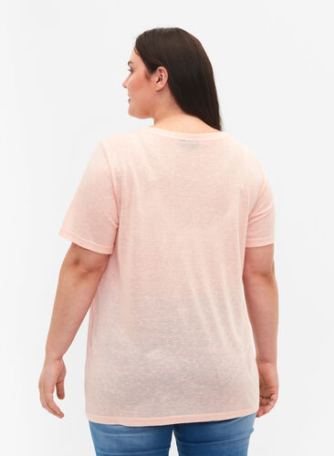 T-skjorte med nagler og rund hals, Pale Blush, Model image number 1