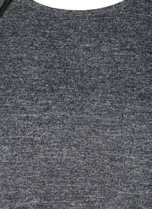 Melert bluse med glidelåsdetalj, Dark Grey Melange, Packshot image number 2