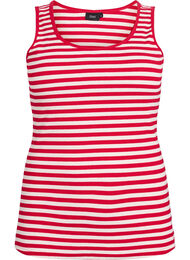 Stripete ribbestrikket singlet, R&oslash;d