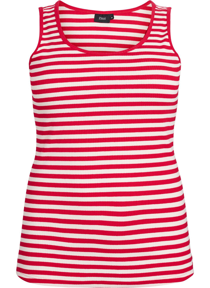 Stripete ribbestrikket singlet, R&oslash;d, Packshot image number 0