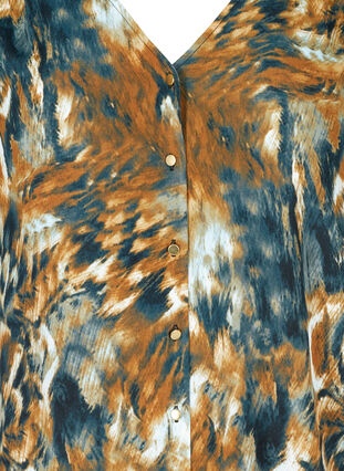Lang viskoseskjorte med V-hals og mønster, Rubber AOP, Packshot image number 2