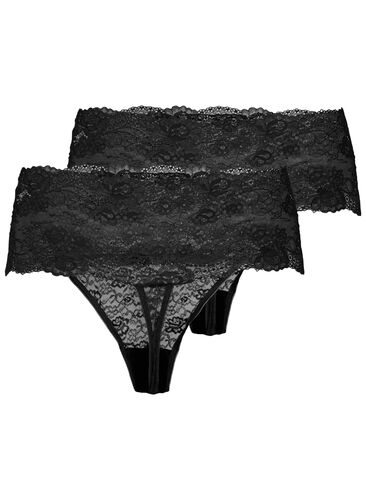 2-pk g-streng truse, Black, Packshot image number 1