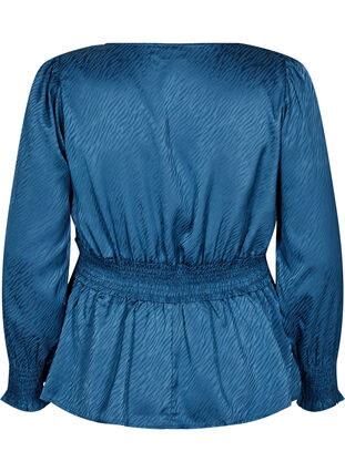 Zizzi Ton-i-ton mønstret bluse med smock, Midnight, Packshot image number 1