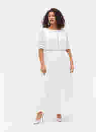 Maksikjole med ryggskjæring og korte ermer, Bright White, Model