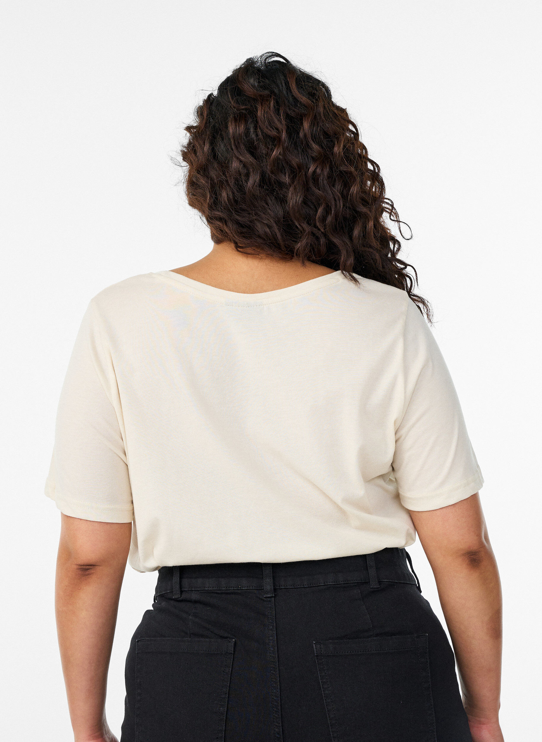 Zizzi T-skjorte med trykk, Vanilje, Model image number 2