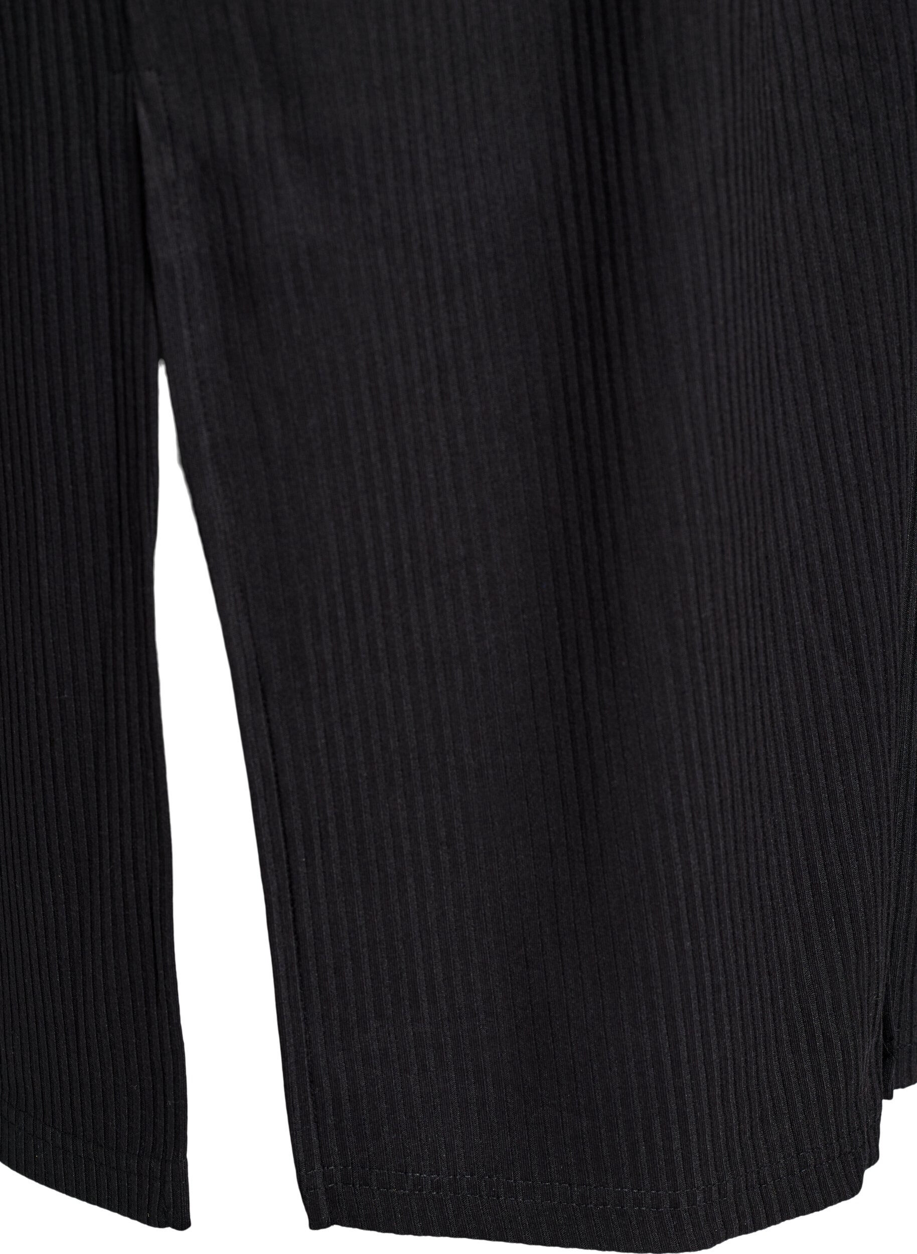 Zizzi Maxikjole i jersey med krage og korte ermer, Svart, Packshot image number 3