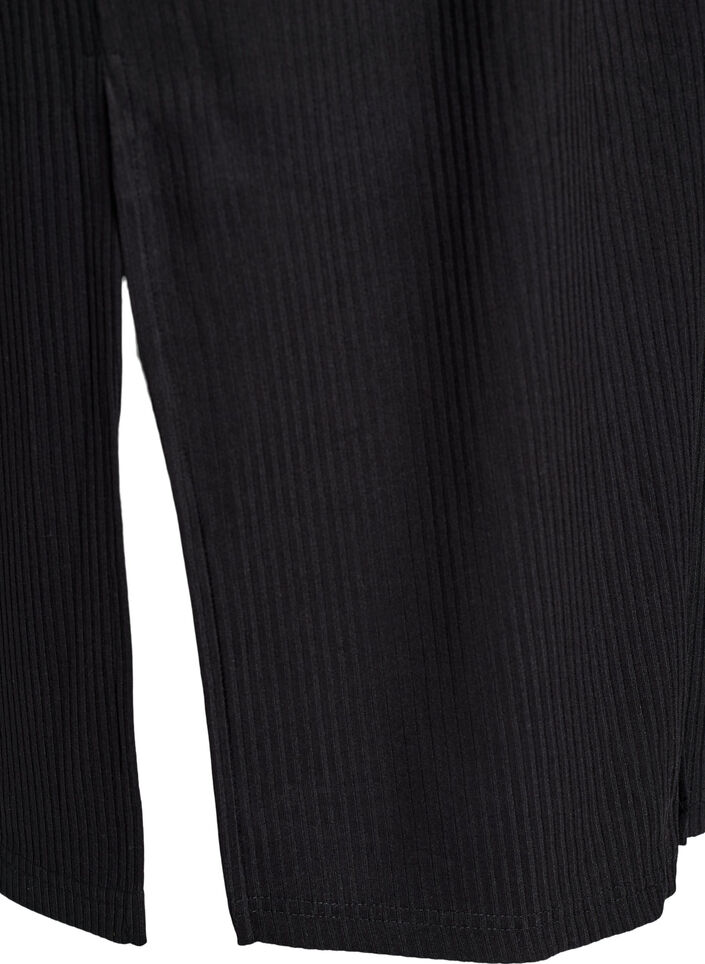 Maxikjole i jersey med krage og korte ermer, Svart, Packshot image number 3