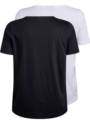 Zizzi FLASH - 2-pakk t-skjorter med crewneck, Black/White, Packshot image number 1