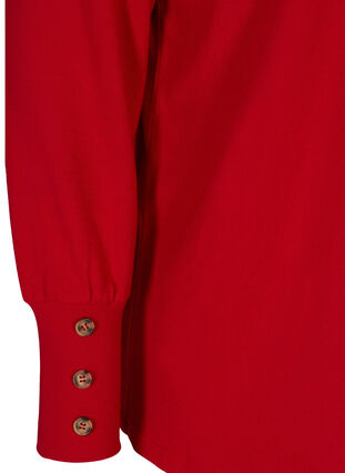 Langermet genser med knappedetaljer, Tango Red, Packshot image number 3